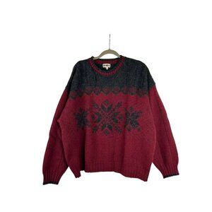 Vintage Winona Mens 2X Wool Blend Christmas Snowflakes Crew Neck Sweater